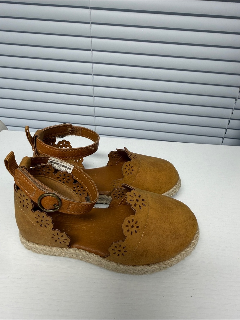 OshKosh B'gosh Tan Floral Cutout Espadrille Sandals